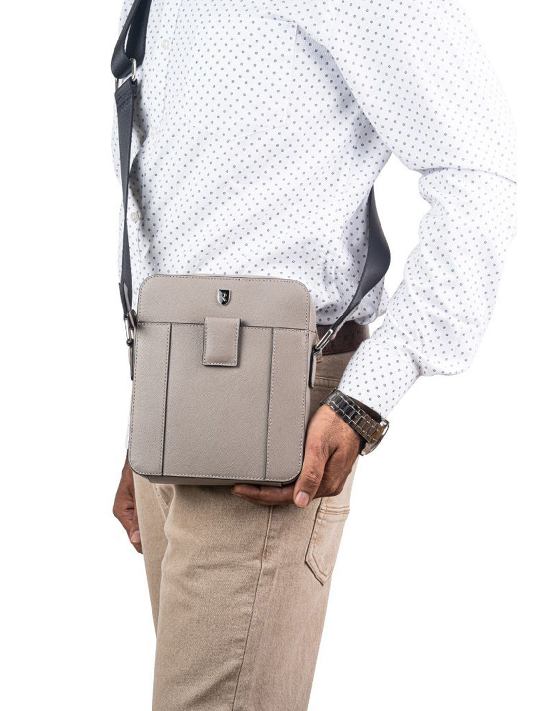 Revup Unisex Leather Messenger Reporter Bag with Zip Closure