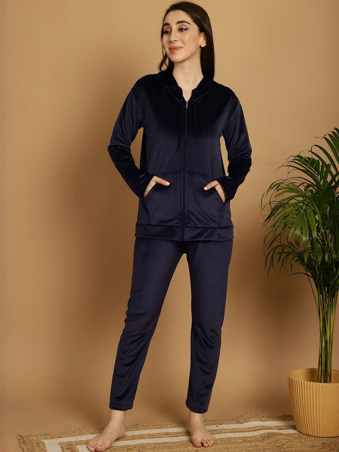 Valles365 by S.C. Hooded Long Sleeves Night Suits