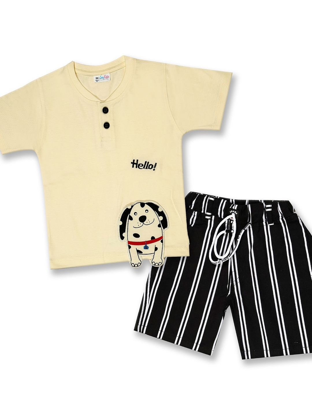 Joy Kids Boys Printed V-Neck T-shirt with Shorts Clothing Set