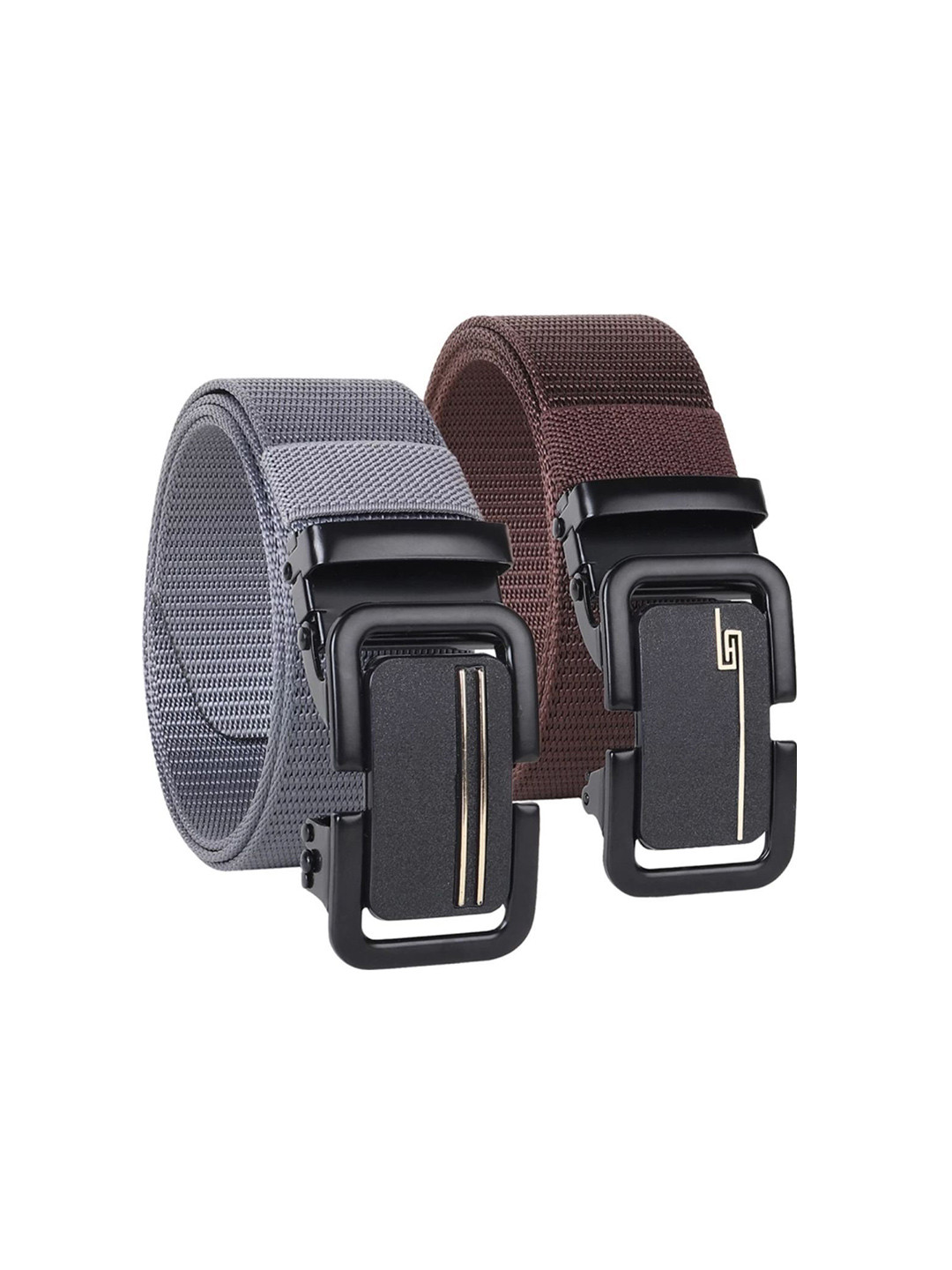 SHOPGLOBAL Men Pack Of 2 Textured Slim Leather Formal Belt