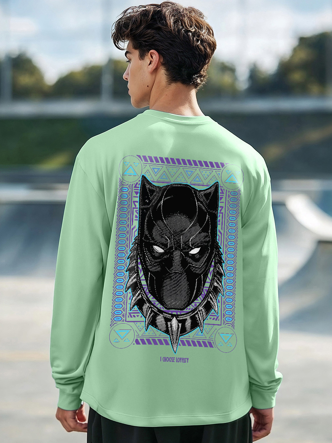 Bewakoof Men Marvel Merchandise King Panther Graphic Printed Oversized Pure Cotton T-shirt