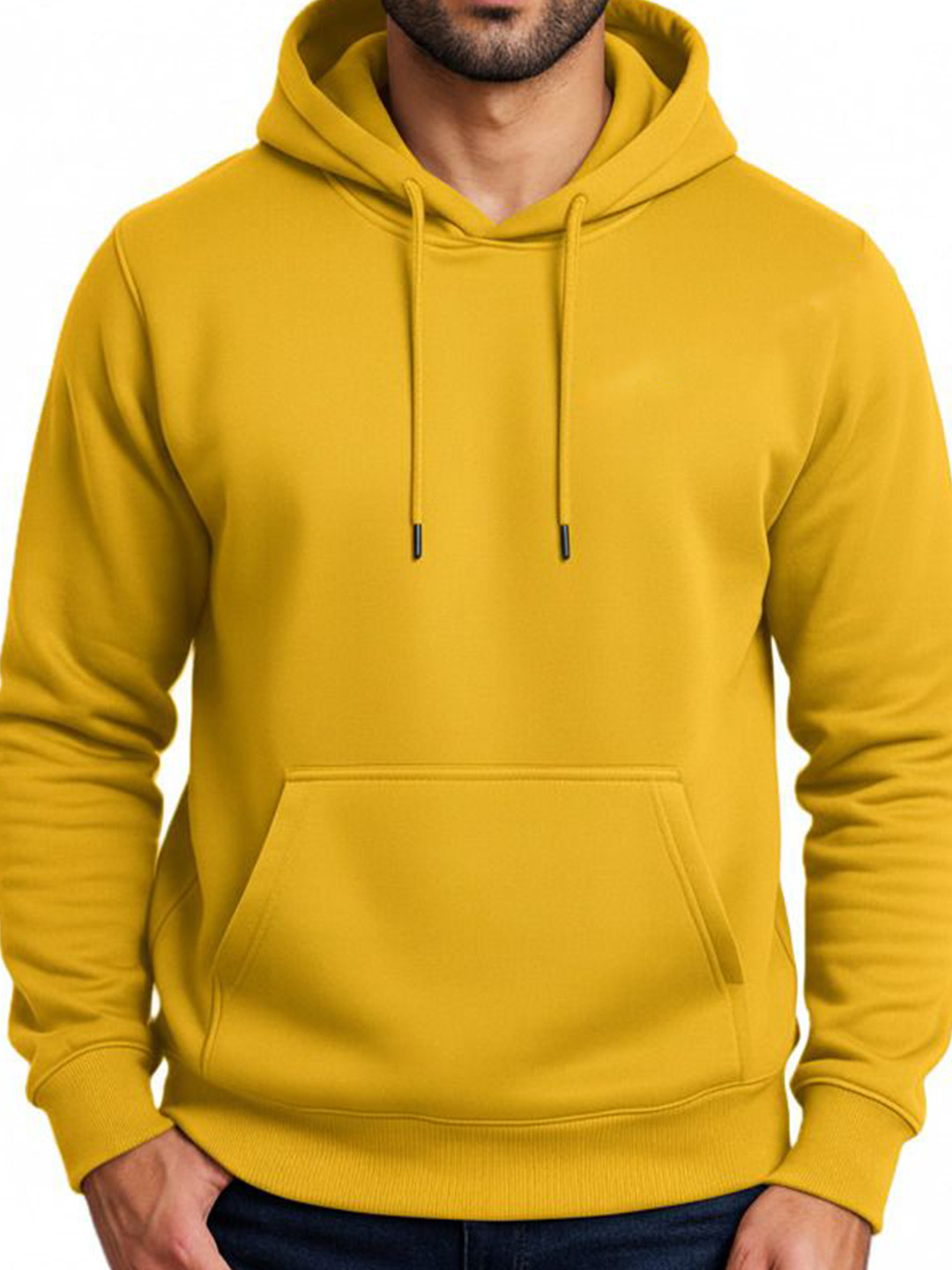 Try This Men Solid Hooded Long Sleeves Pullover Sweatshirt