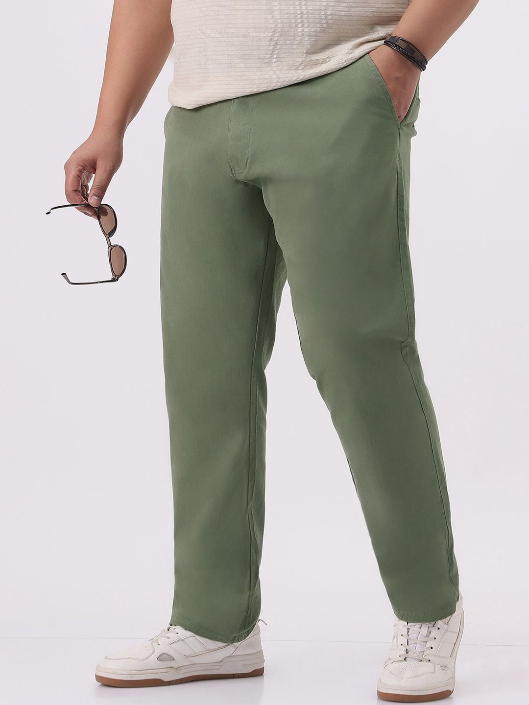Urbano Plus Men Regular Fit Mid-Rise Chinos Cotton Trousers