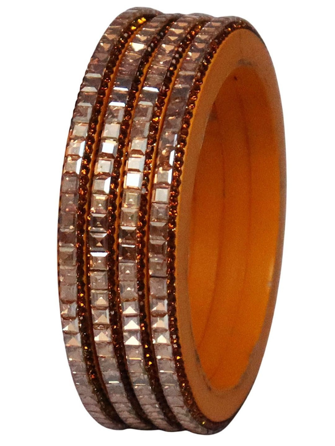 TAJ BRIDAL STORE Set Of 4 Kundan Studded Lac Rajasthani Bangles