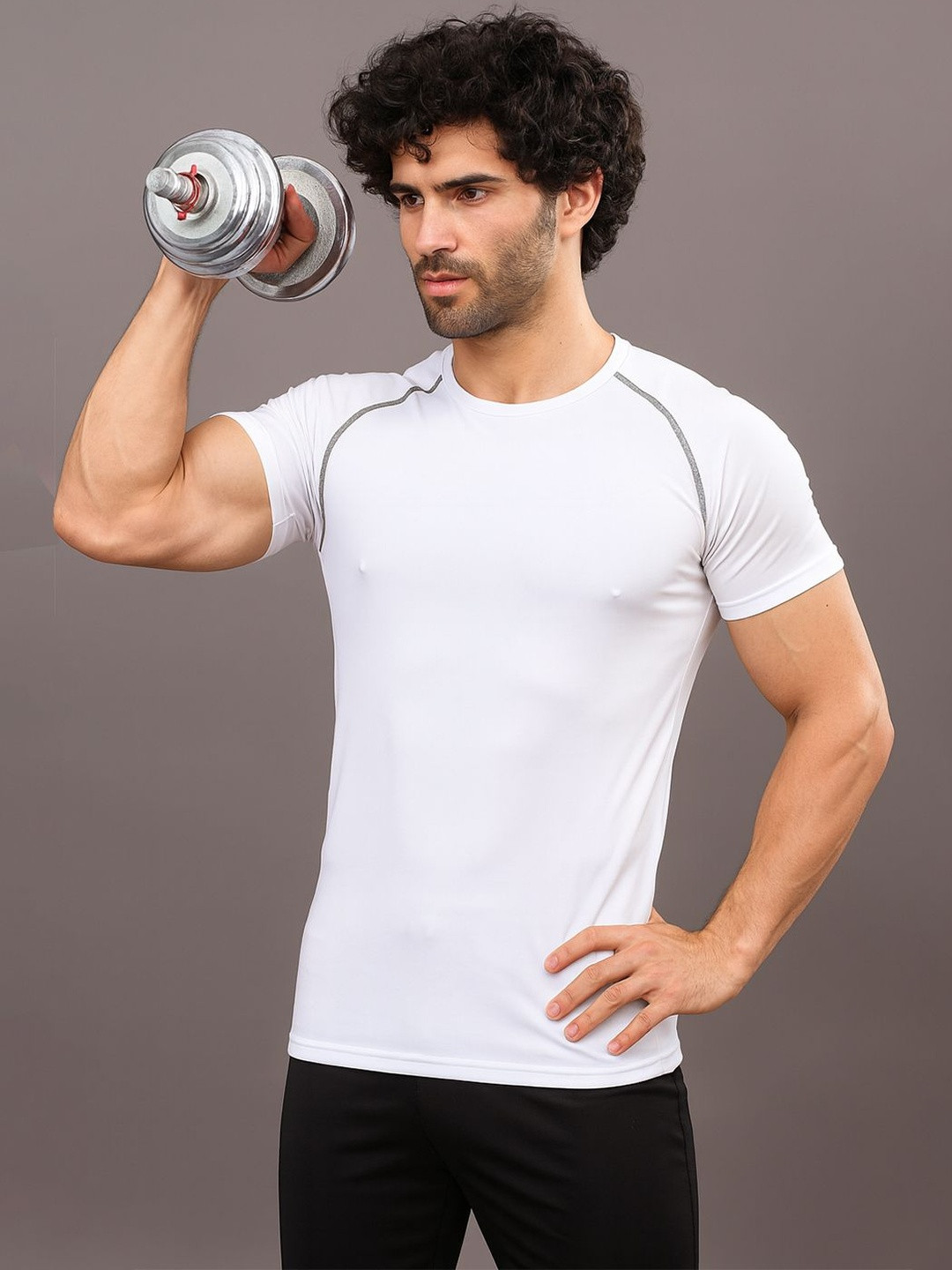 Friskers Men Pro Dri-FIT Tight Raglan Sleeves Fitness Compression T-Shirt