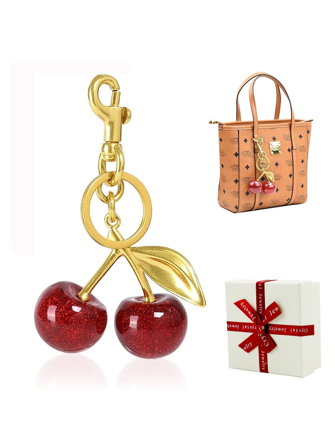 PATPAT Unisex Red Cherry Charm Key Ring