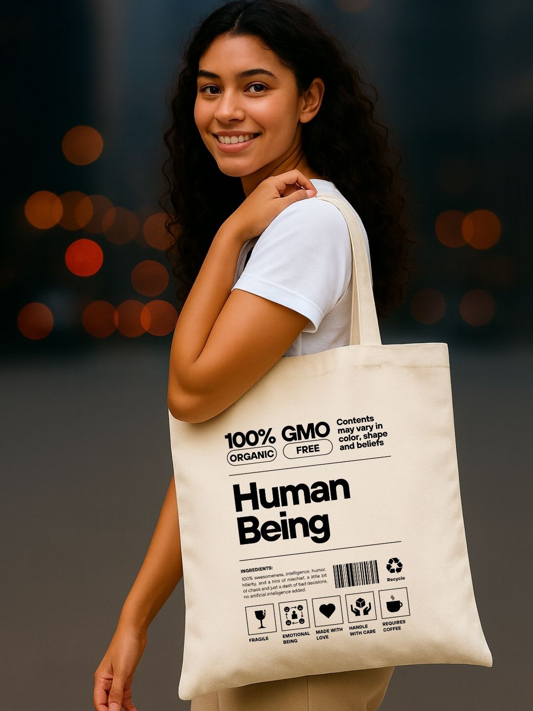 PEACH BLOSSOM Printed Structured Tote Bag