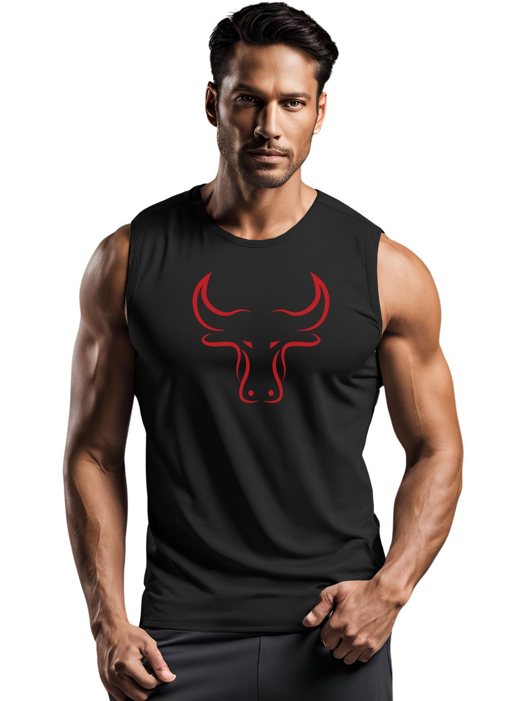 3Colors Pack Of 2 Printed Round Neck Sleeveless Gym Vests