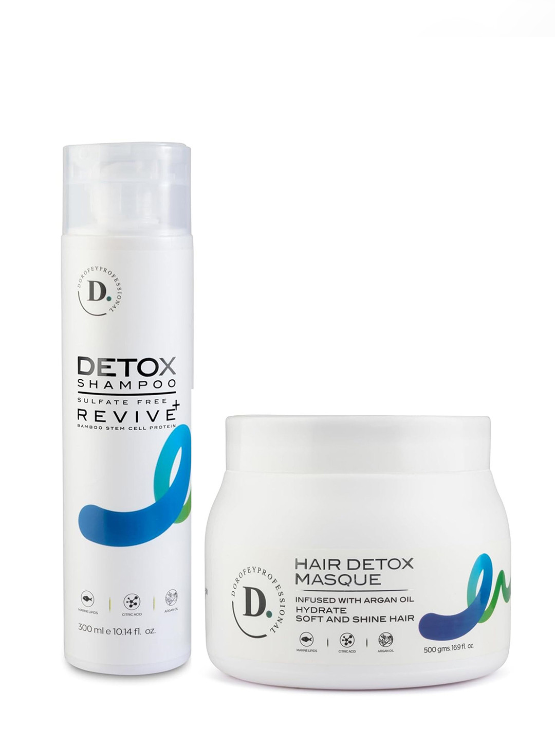 DOROFEY PROFESSIONAL 2-Pcs Detox Shampoo 300ml & Hair Masque Infused With Argan Oil 500g