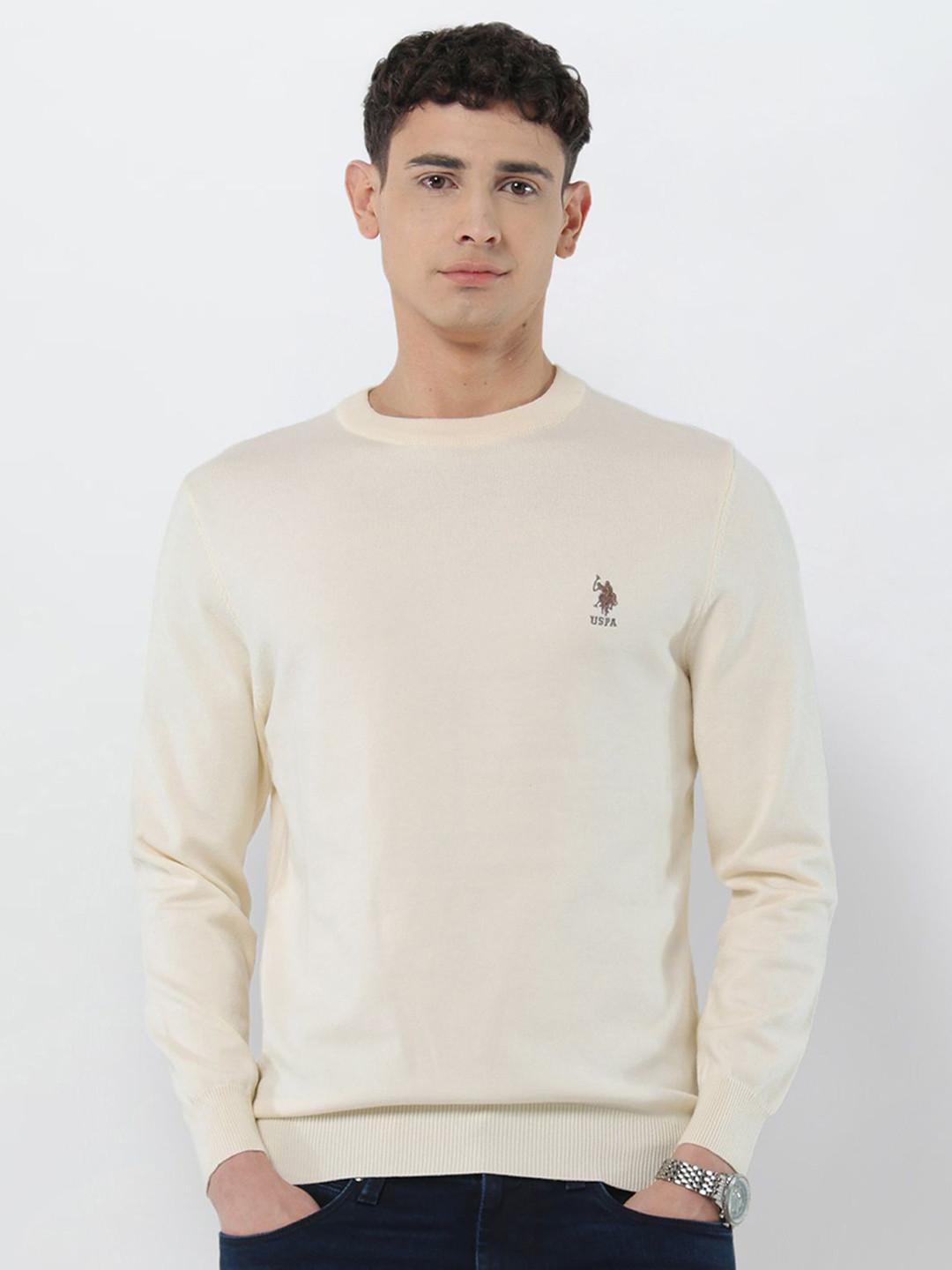 U.S. Polo Assn. Men Round Neck Long Sleeves Pullover Sweater