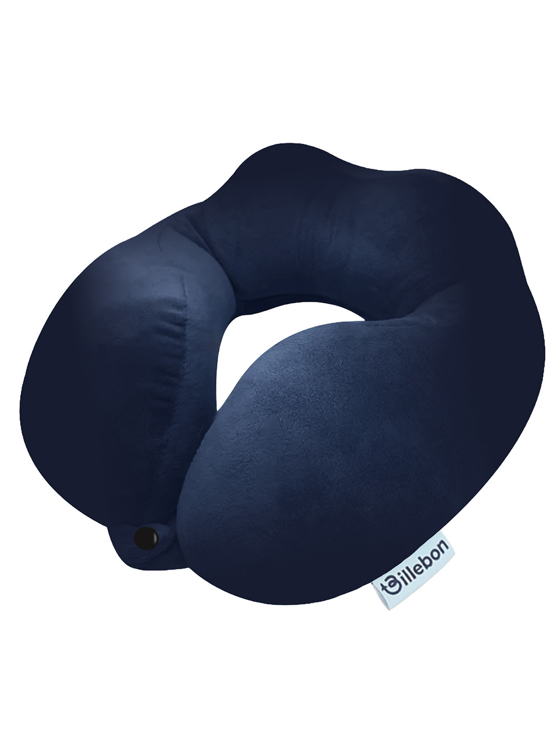 BILLEBON Premium Navy Blue Solid Faux Velvet Ultra Soft Fibre Travel Pillow-4 x 25 x 25 cm