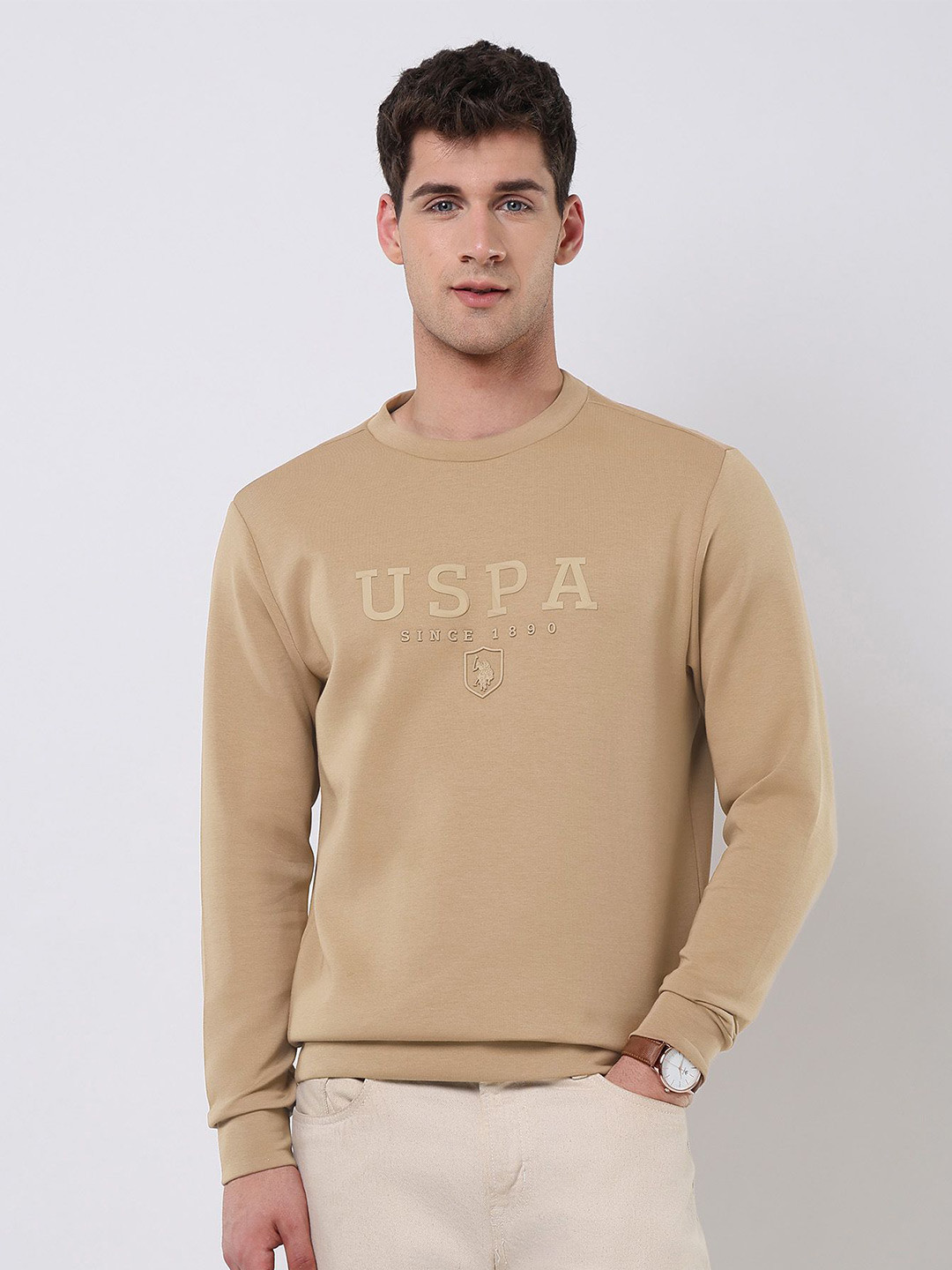 U.S. Polo Assn. 135Th Rwn Theatre Men Brand Embossed Round Neck Sweatshirt