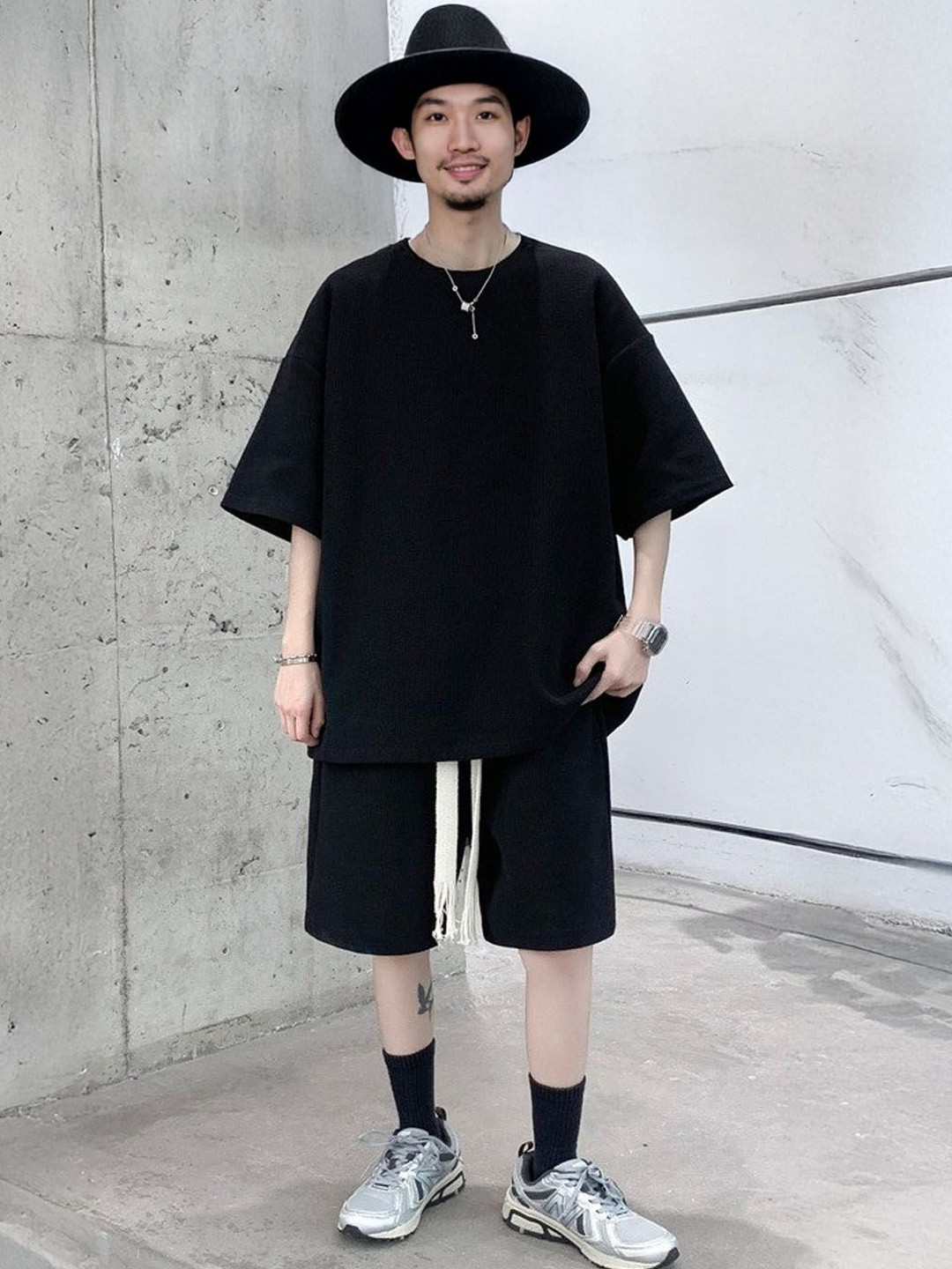 StyleCast Round Neck Three-Quarter Sleeves T-Shirts With Shorts