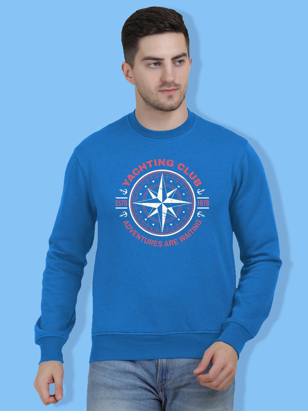 HiFlyers Men Printed Round Neck Long Sleeves Sweatshirt
