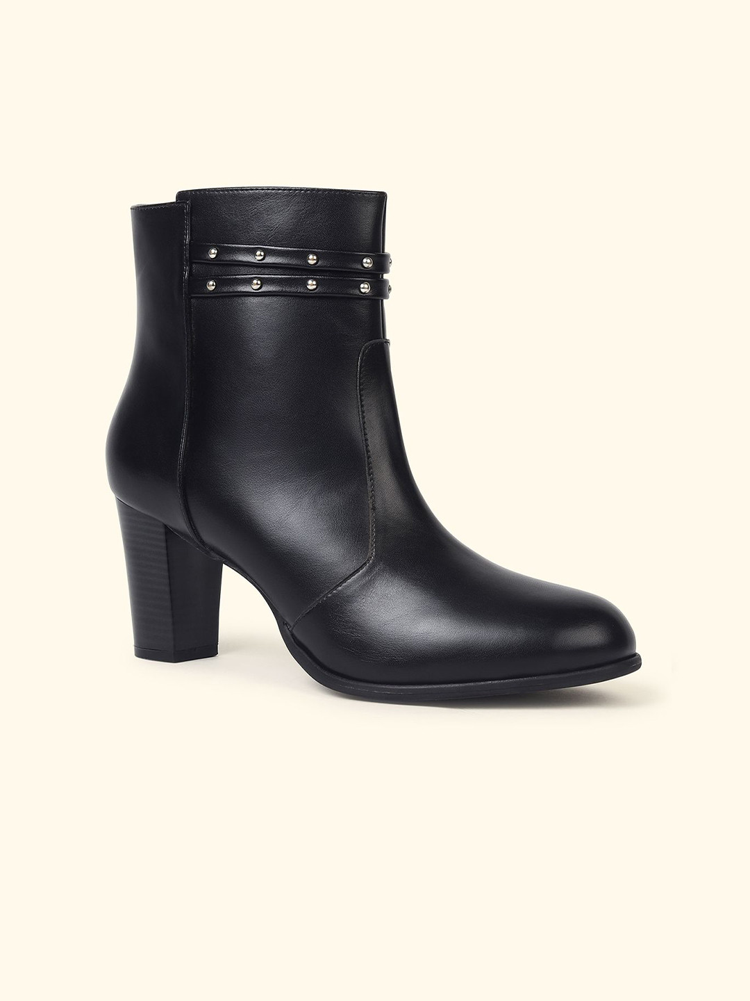 yoho Women Zipper Ankle-Length Pointed Toe Block Heel Regular Boots