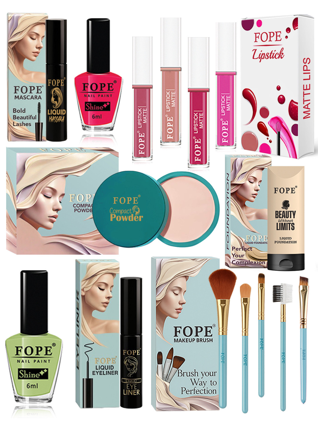 FOPE Set Of 15 Long Lasting Shine Makeup Combo