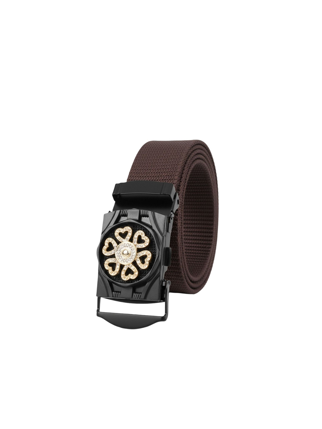 Niddleman Men Woven Design Belt With  Heart  Slider Buckle Closure