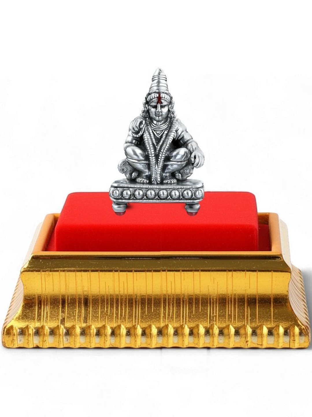 AKSHAT SAPPHIRE Silver-Toned Lord Ayyappa 99.9% Pure Silver Home Office Showpiece 2.95Inch