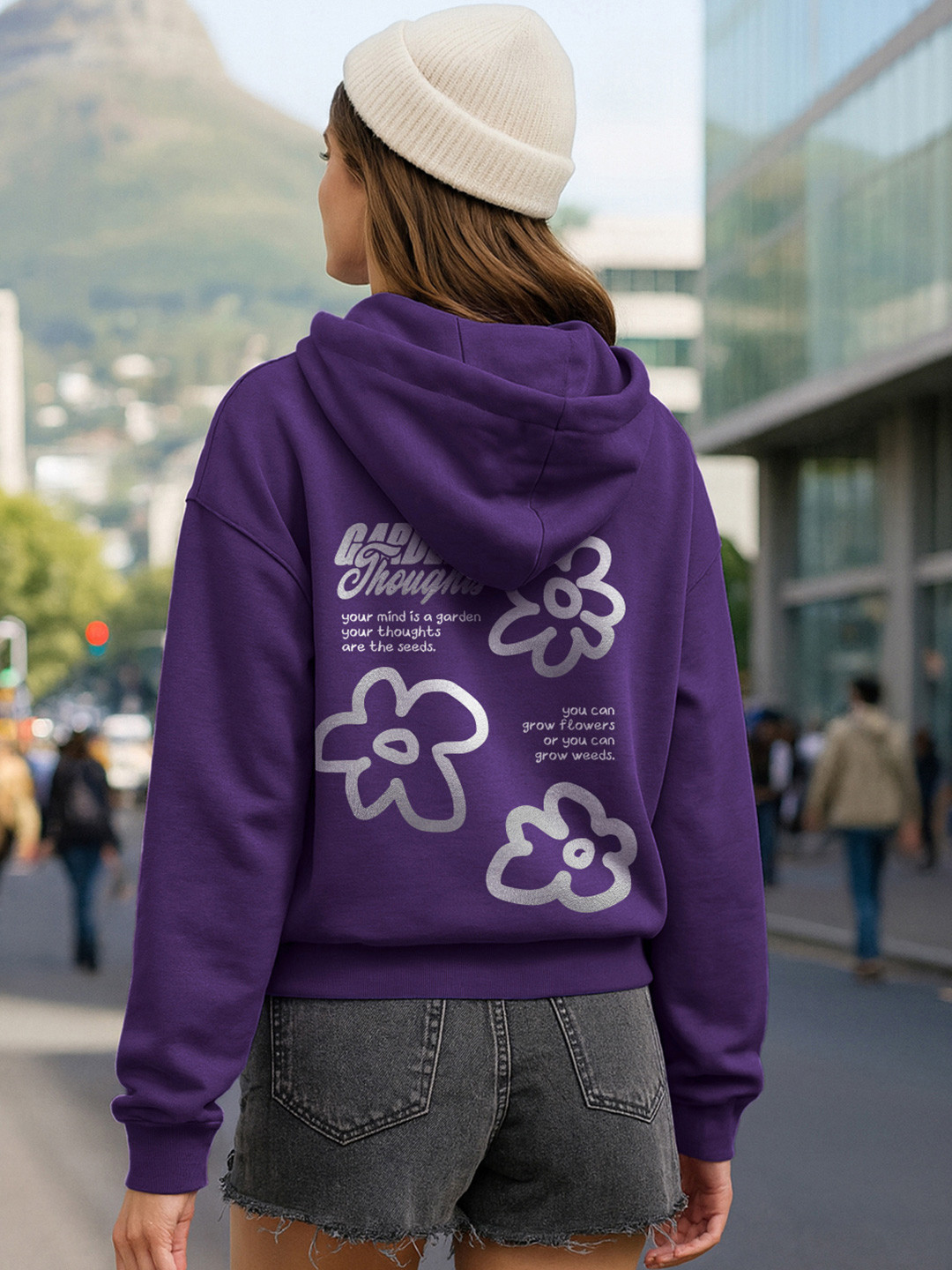 Bewakoof Heavy Duty 1.0 Women's Garden of Thoughts Graphic Printed Oversized Hoodies