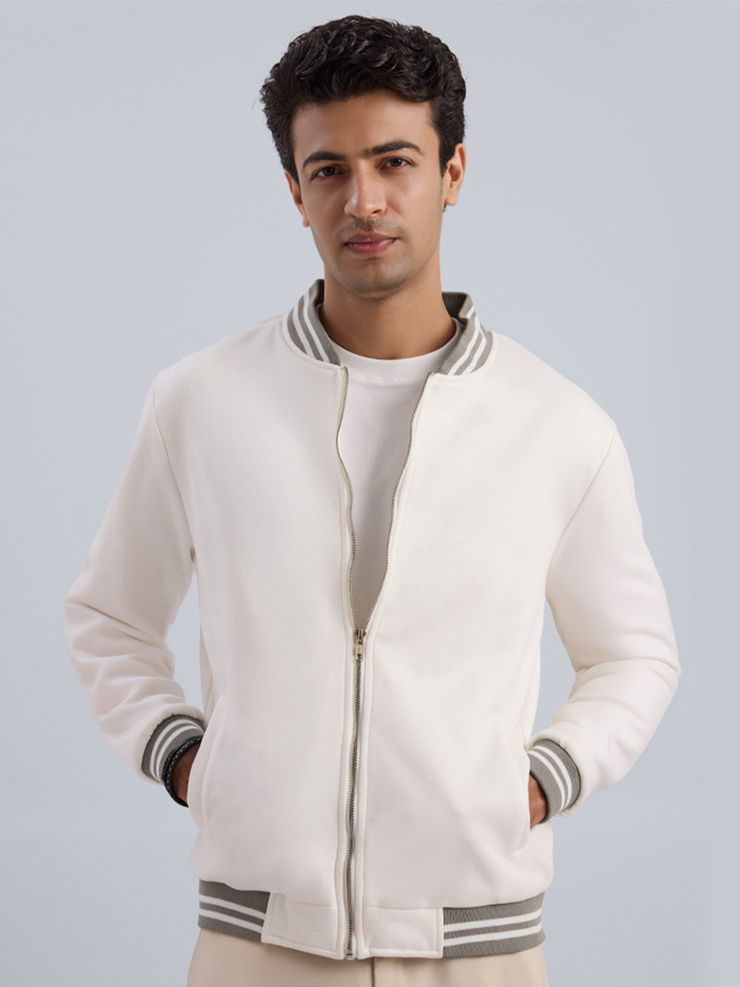KINGDOM OF WHITE Men Suede Lightweight Bomber Jacket