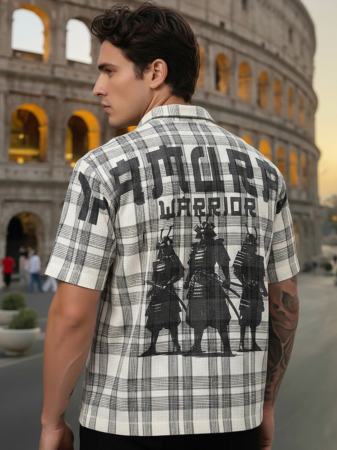 Bewakoof Oversized Samurai Warrior Tartan Checked Pure Cotton Casual Shirt