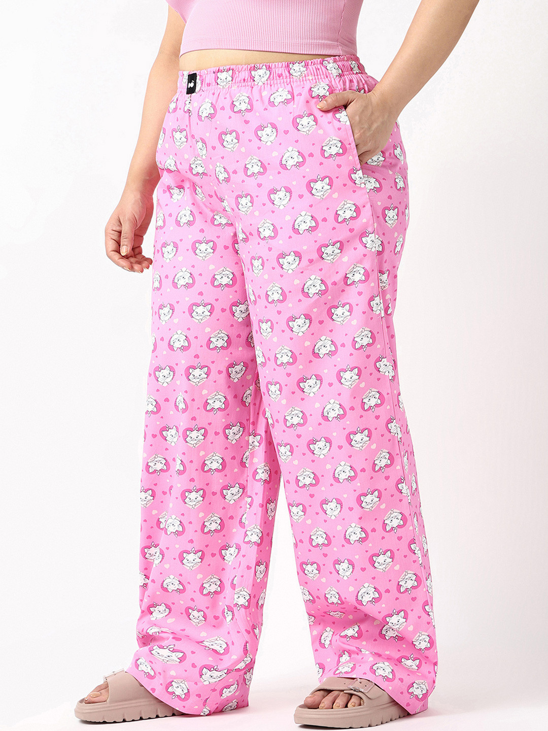 Bewakoof Plus Official Disney MerchandisePrinted Plus Size Wide Leg Lounge Pants