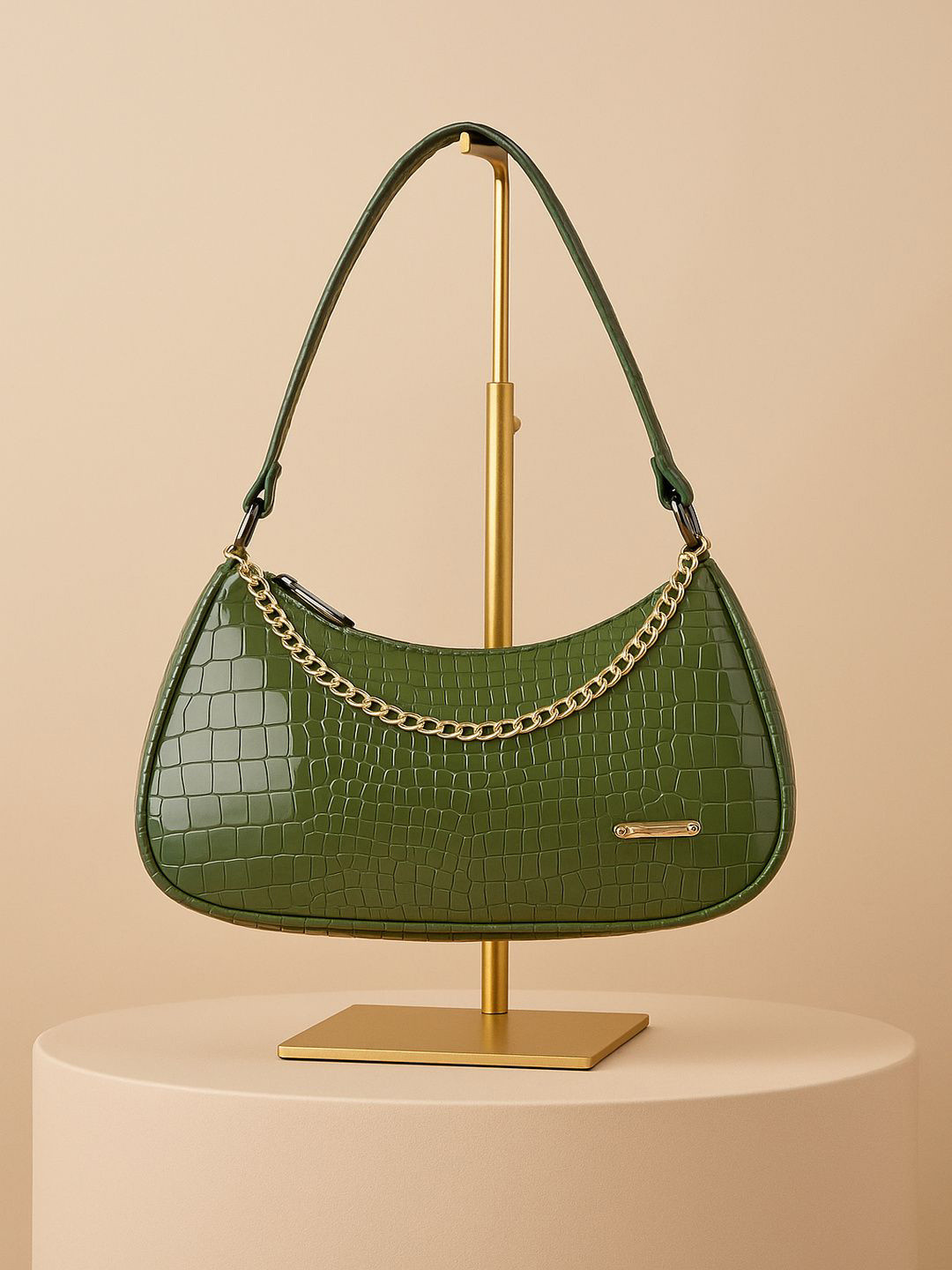 Cult Factory Embellished PU Half Moon Shoulder Bag with Bow Detail