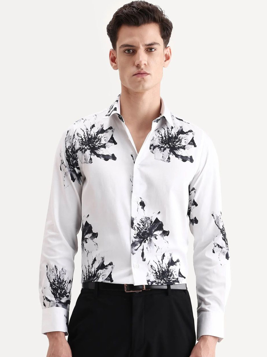RARE RABBIT Aver Floral Printed Spread Collar Cotton Casual Shirt
