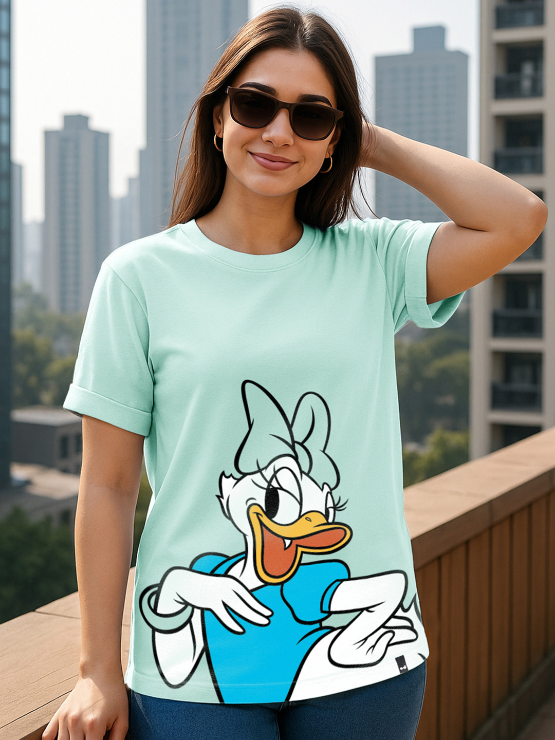 Bewakoof  Donald Duck Graphic Printed Boyfriend Fit Cotton T-shirt