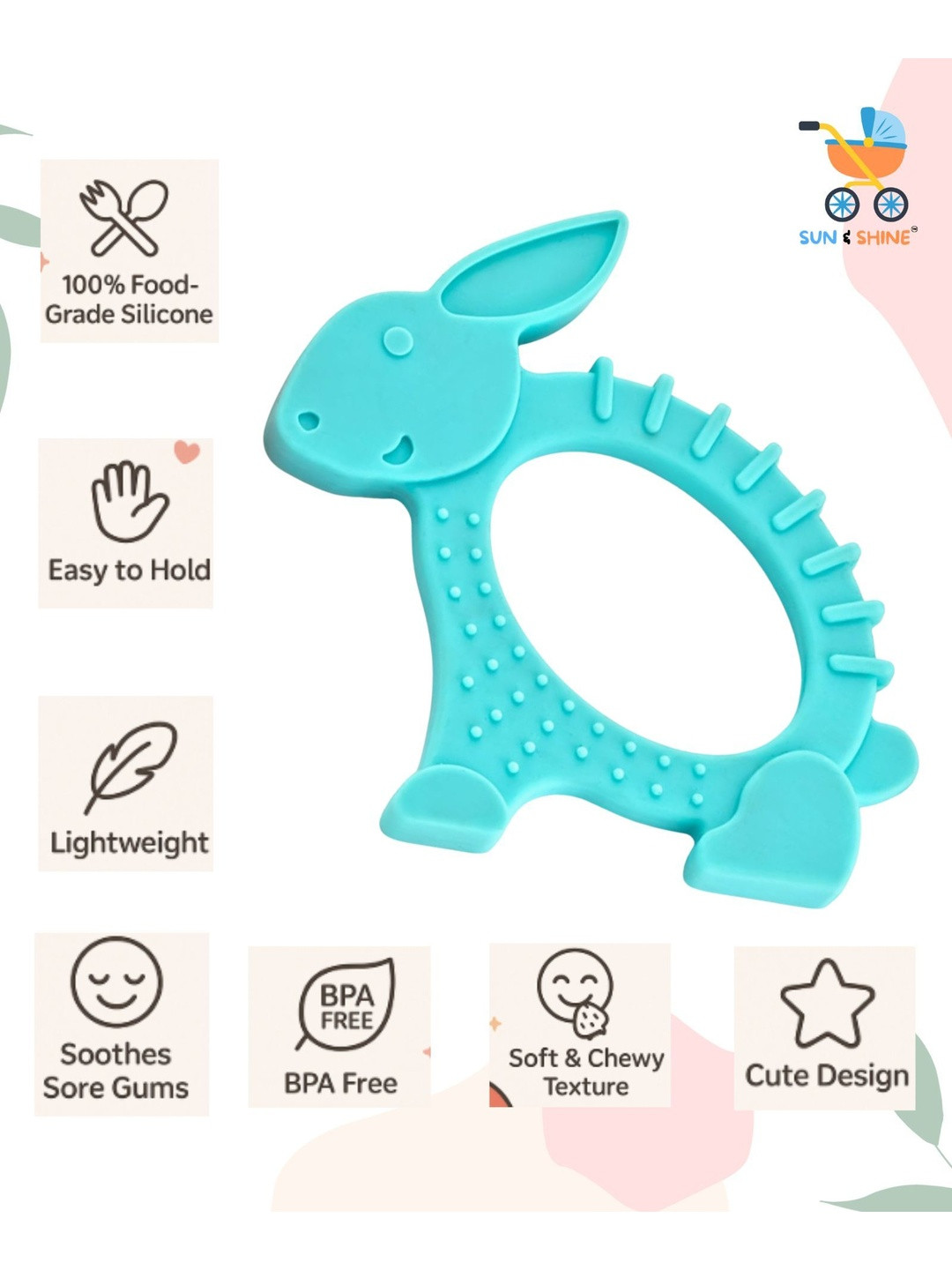 Sun & Shine Green Chewy Bunny Shape Teether