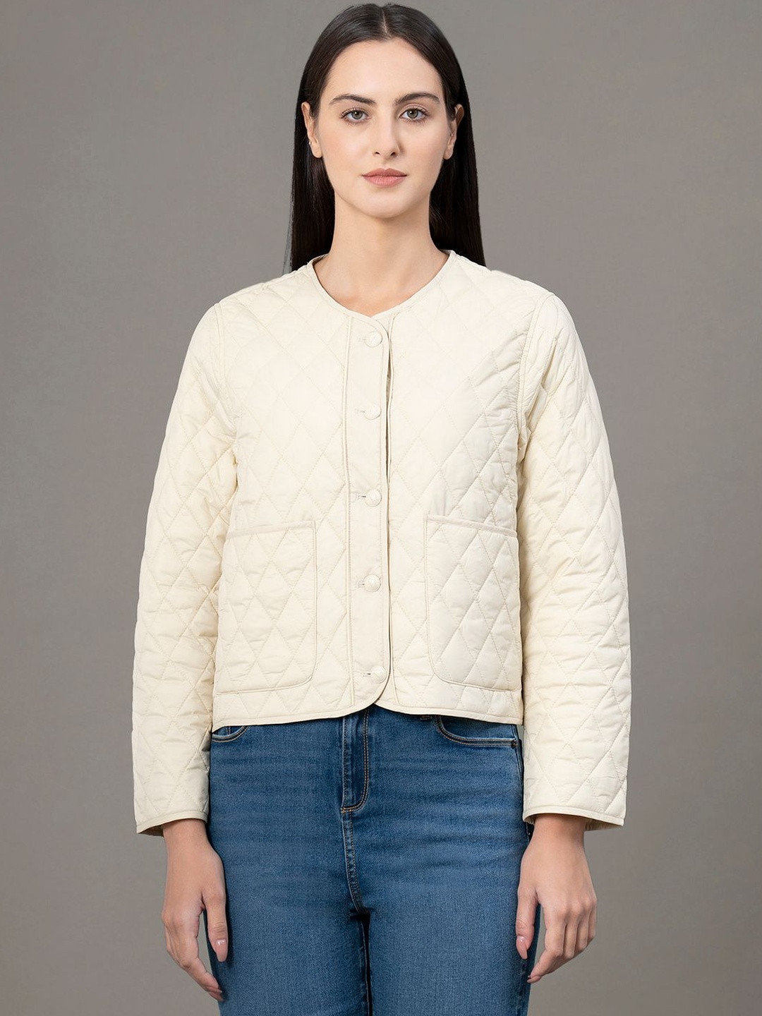 Red Tape Collarless Quilted Jacket