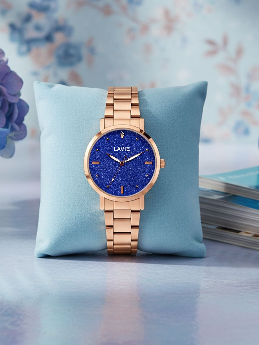 Lavie Women Brass Embellished Dial & Straps Analogue Watch LV-704-BL