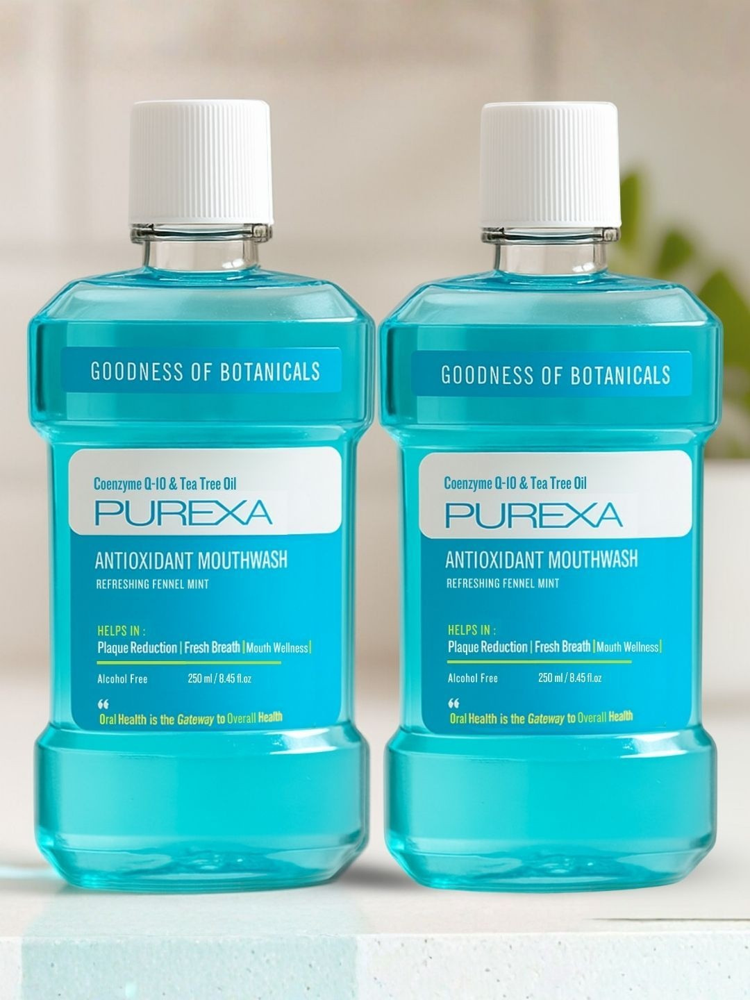 Purexa Set Of 2  Alcohol-Free Fennel Mint Flavour Antioxidant Mouthwash - 250ml Each