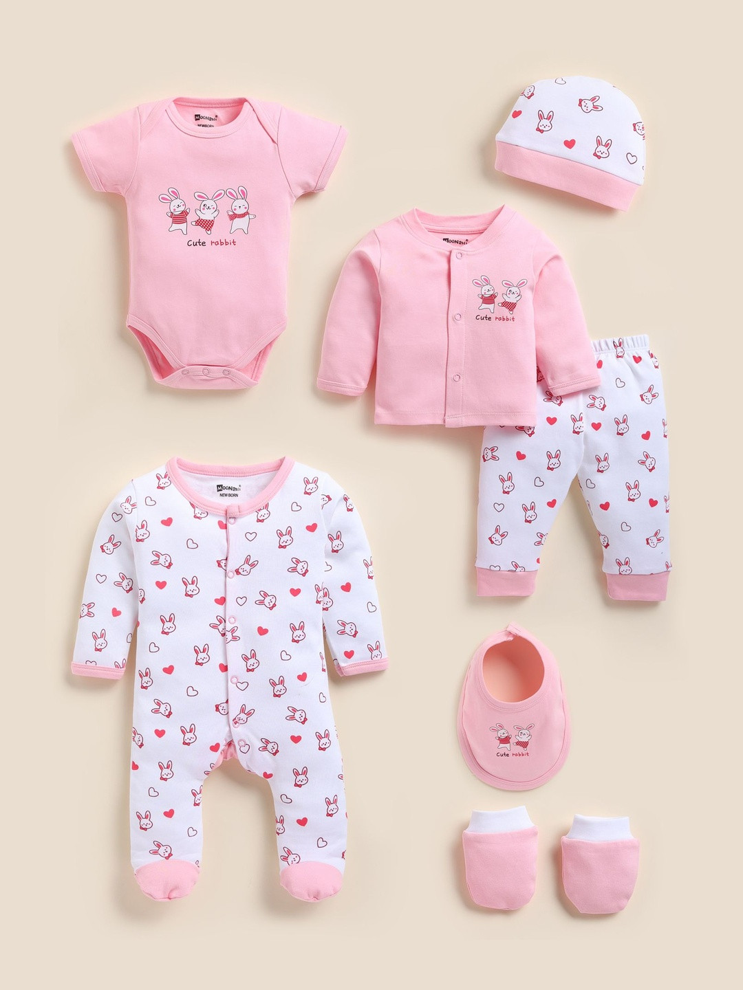 MooNKids Infant Printed Pure Cotton Baby Apparel Gift Set