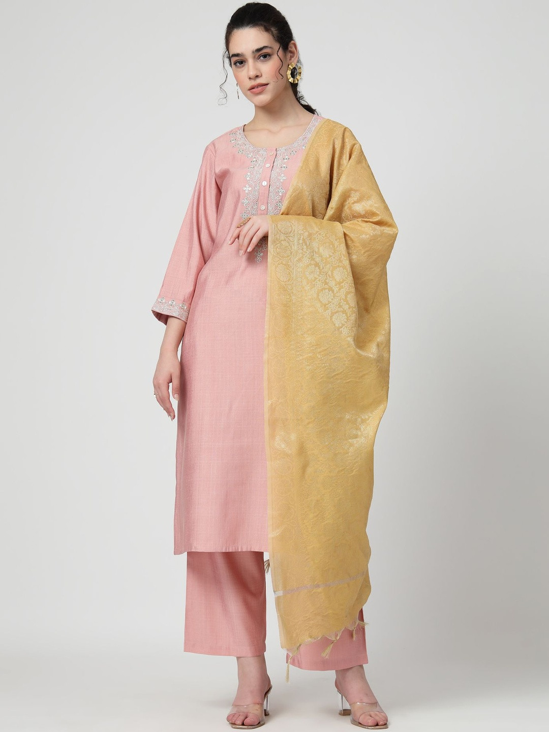 House Of Zelena Women Ethnic Motifs Embroidered Thread Work Maternity Feeding Kurta Set