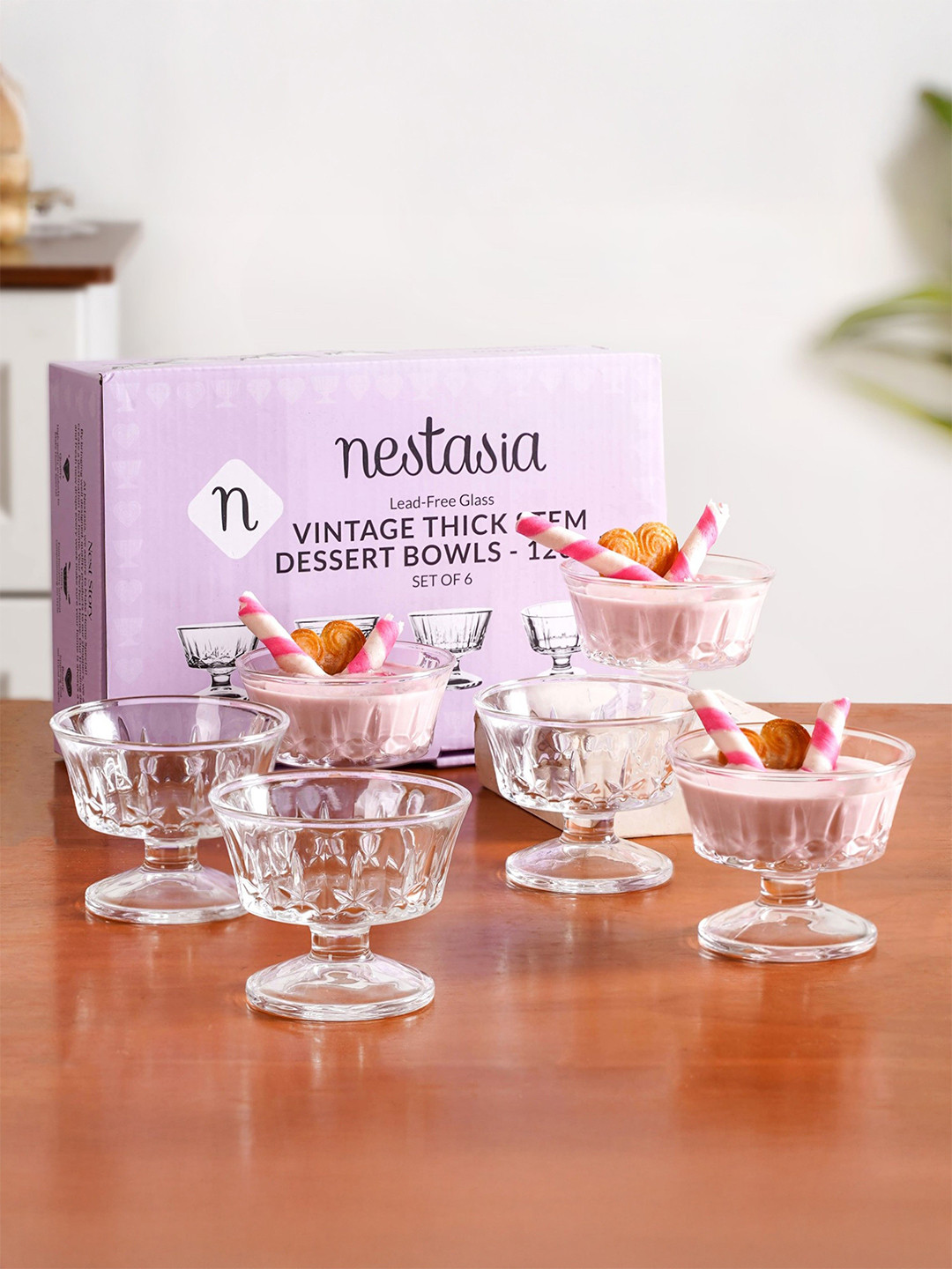 Nestasia Unisex 6 Pieces Transparent Retro Glass Bowls