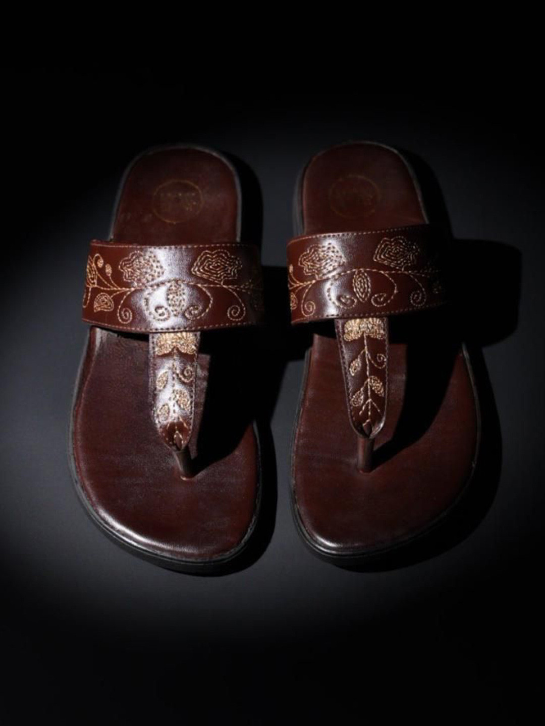 MONKSTORY Men Ethnic Leather Embroidered Sandals