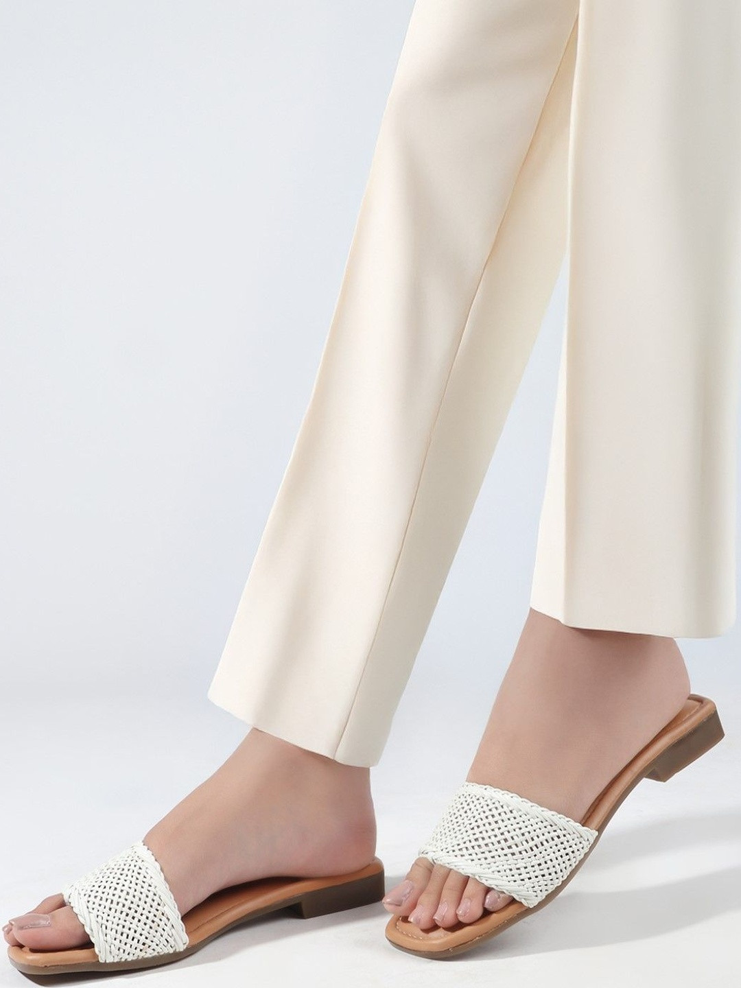 PLANET WALK Ethnic Embellished Open Toe Flats
