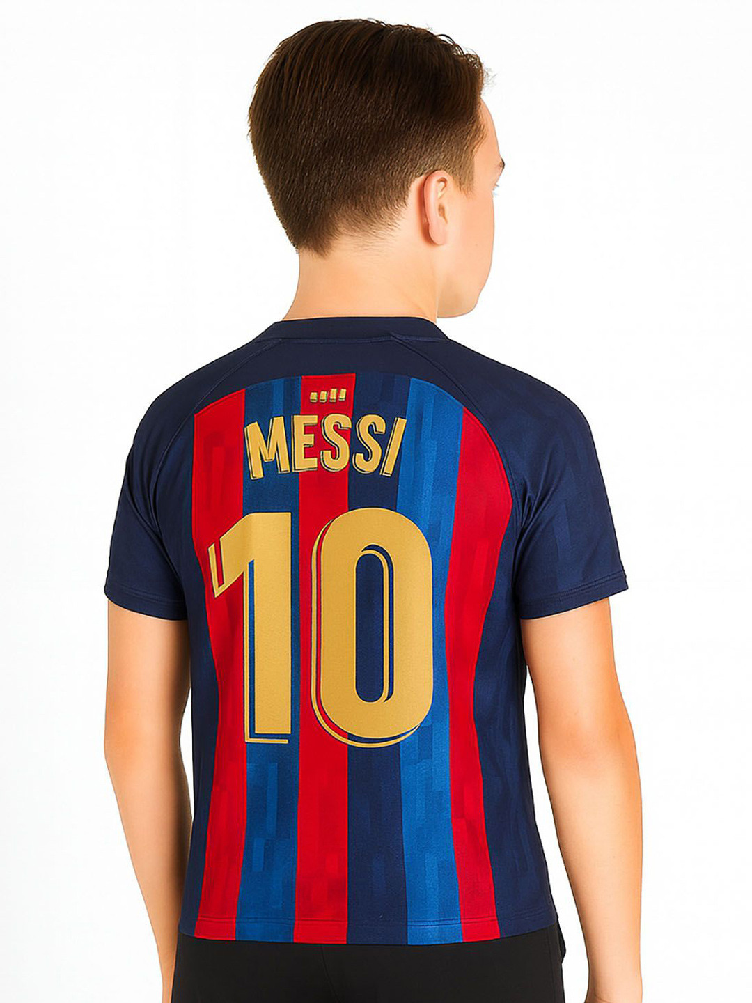 dostitch Boys Barcelona Home kit Football Jersey Set Messi 10  Tshirts