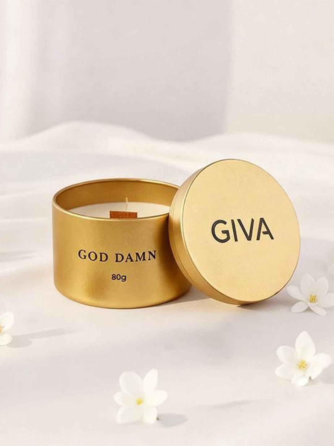GIVA Gold-Toned & White Neroli Fragrance Scented Lead-Free Wick Jar Candle
