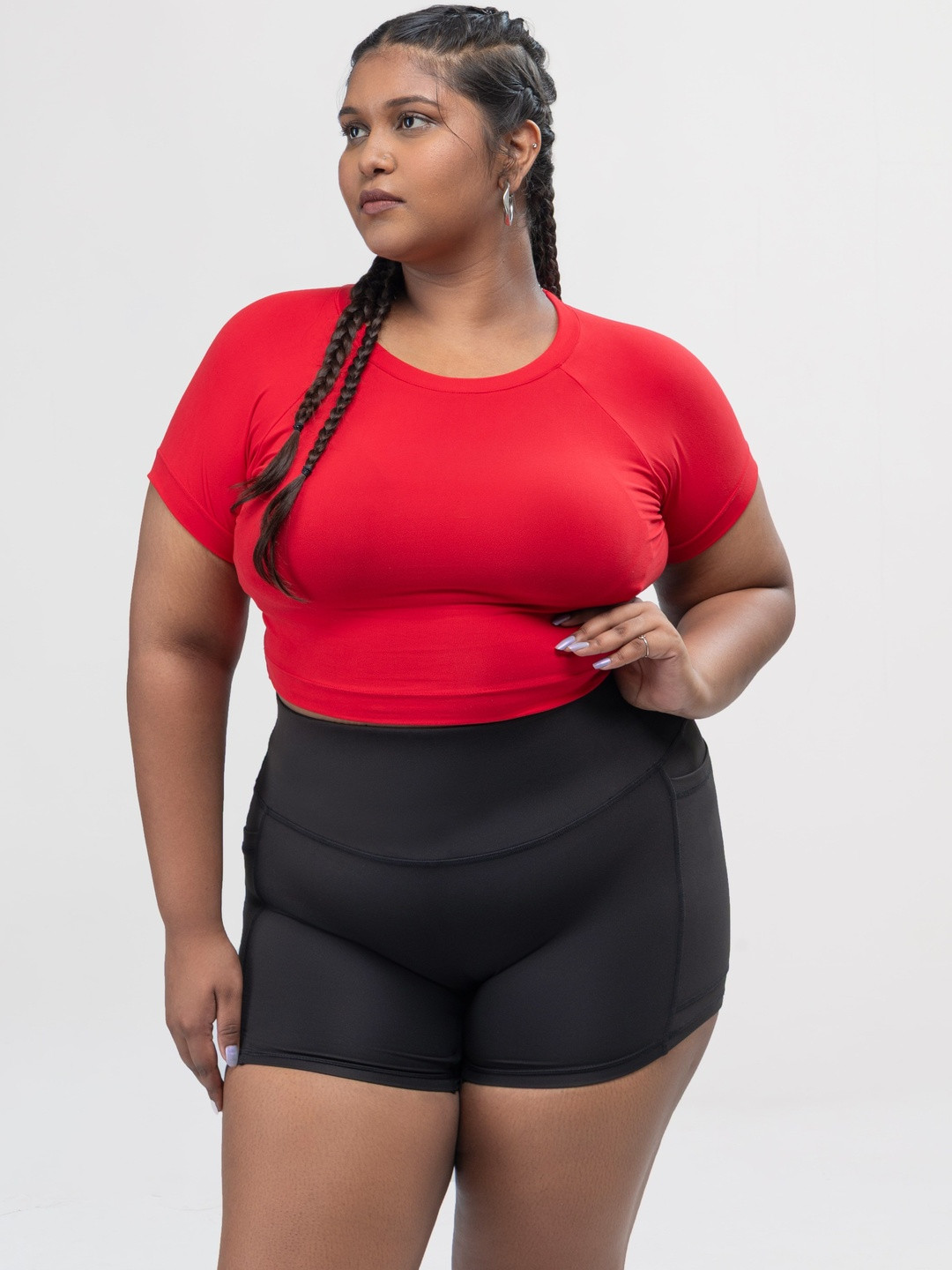 SPIRIT ANIMAL Women Plus Size Round Neck Short Sleeves Crop Top