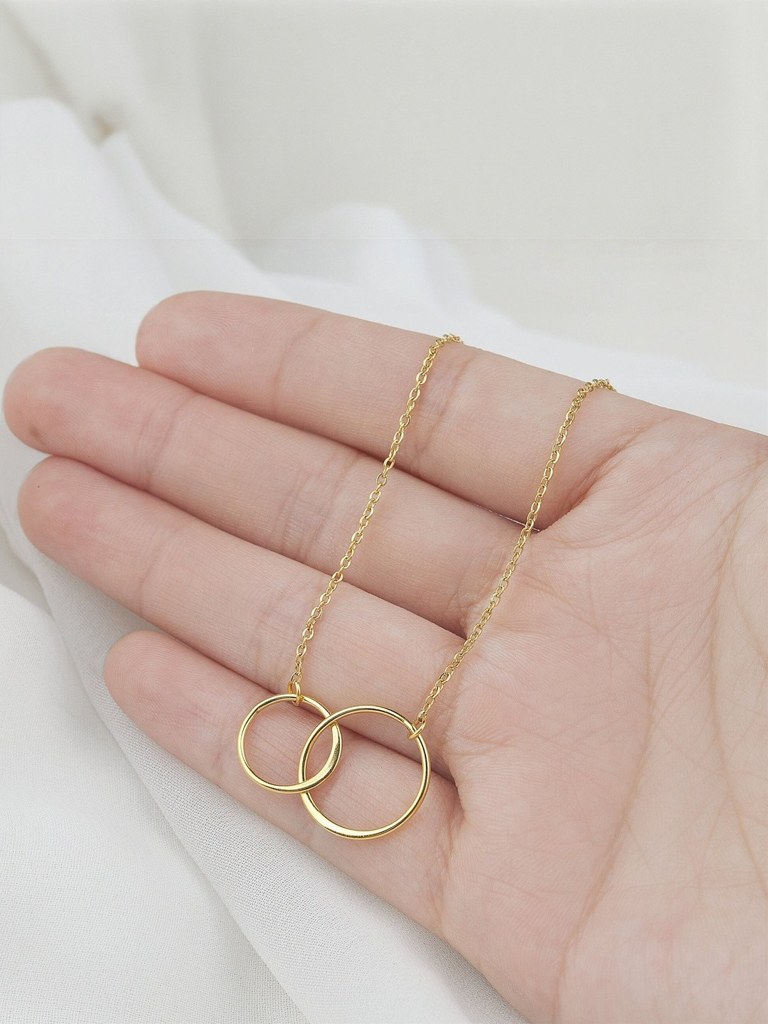 DressBerry Women Gold-Plated Double Ring Necklace