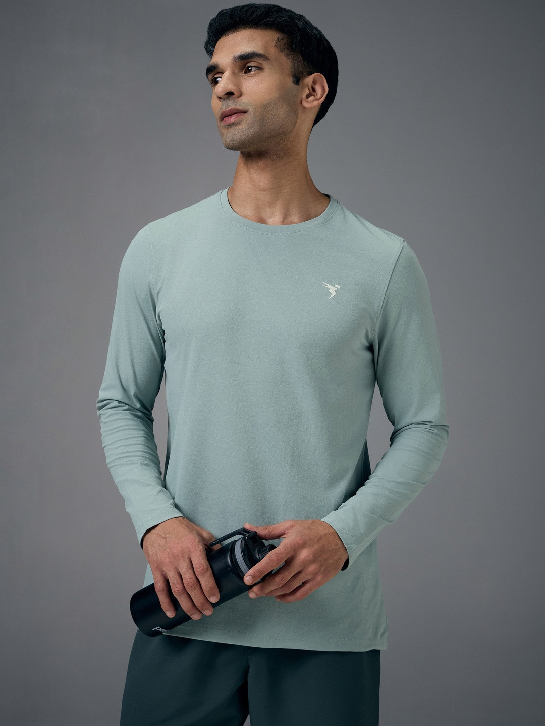 Technosport Men Brand Logo Anti Static Slim Fit T-shirt