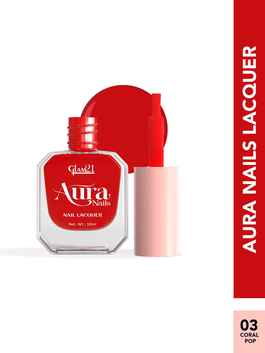 GLAM21 Aura High-Shine Nails Lacquer - 10 ml - Coral Pop 03