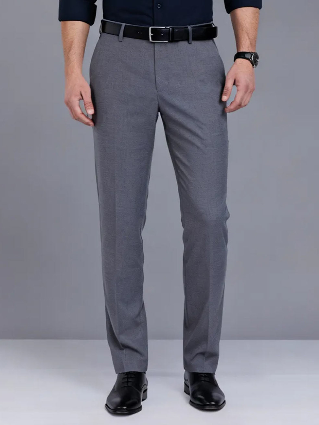 Raymond Men Flat Front Slim Fit Formal Trousers