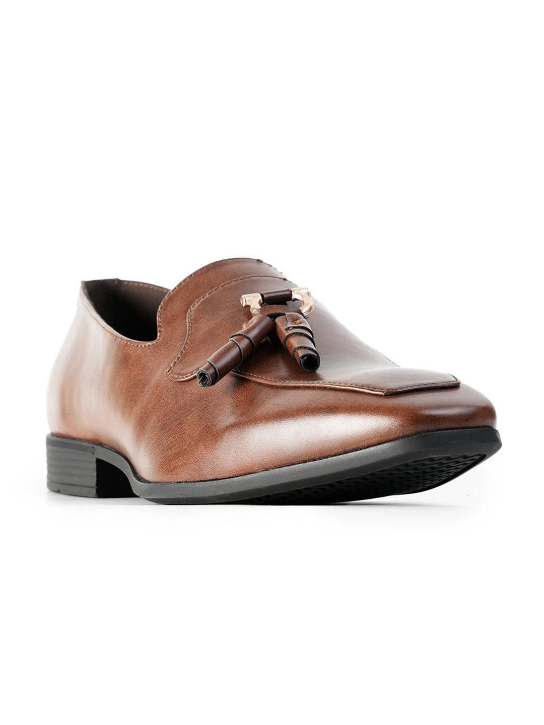 MONKSTORY Men Solid Tassel Loafers With Rose-Gold Bit