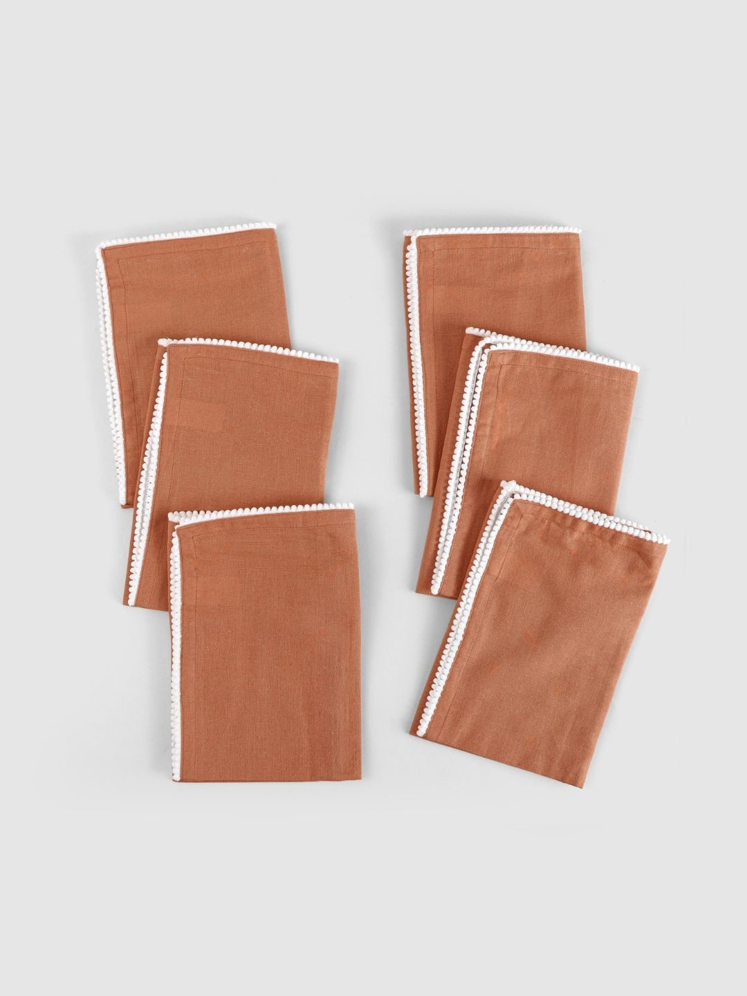 fingercraft Rust Colored & White 6 Pieces Cotton Table Napkins