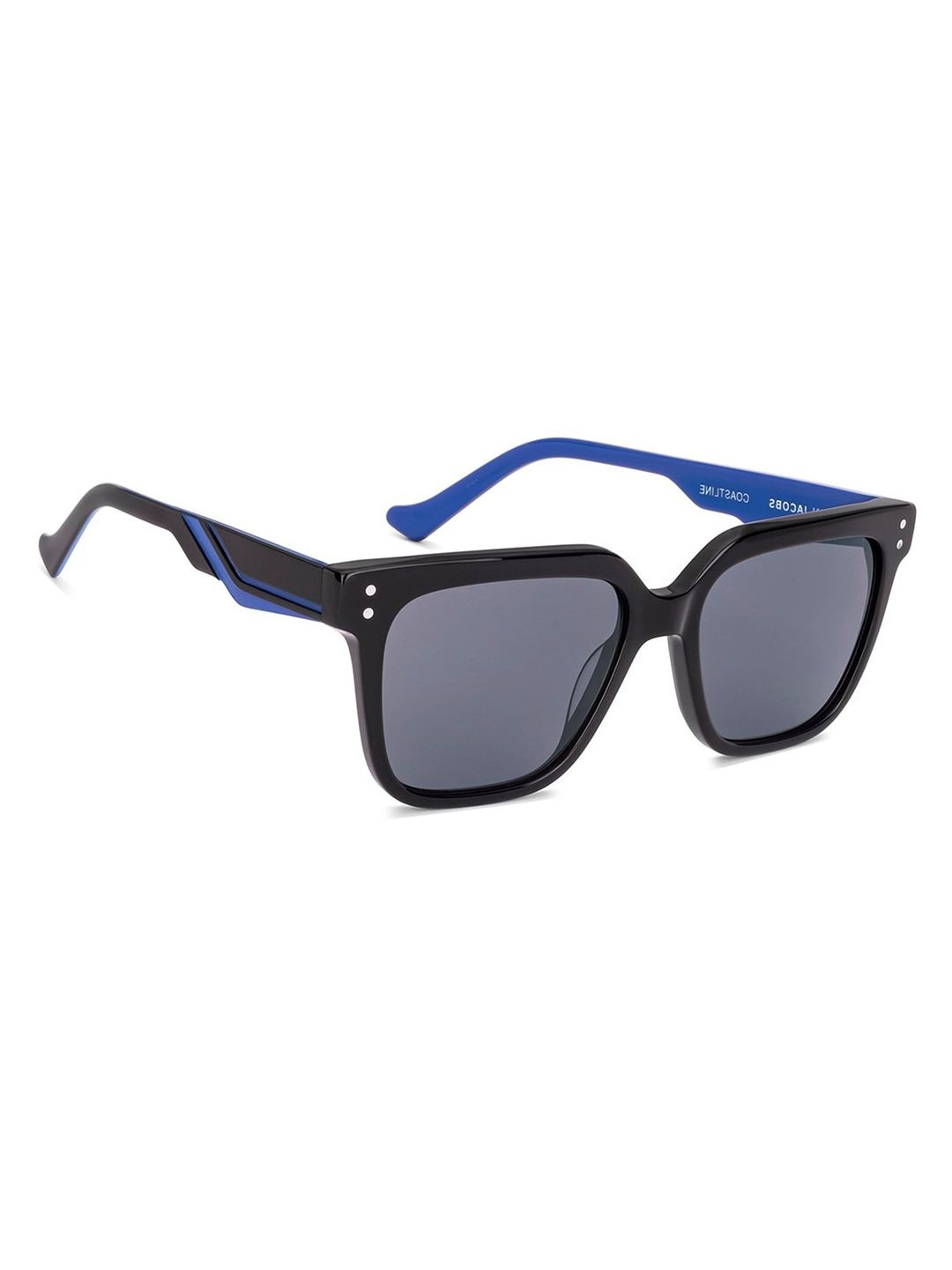 John Jacobs Unisex Grey Lens & Black Square Sunglasses 231642