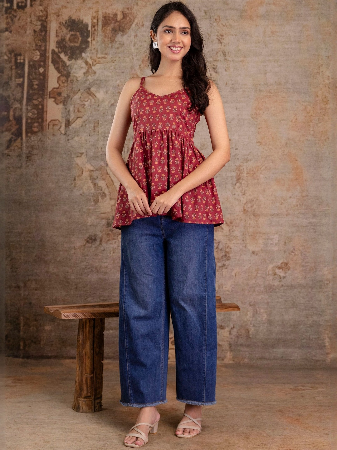 flipFabric Floral Print Cotton Top
