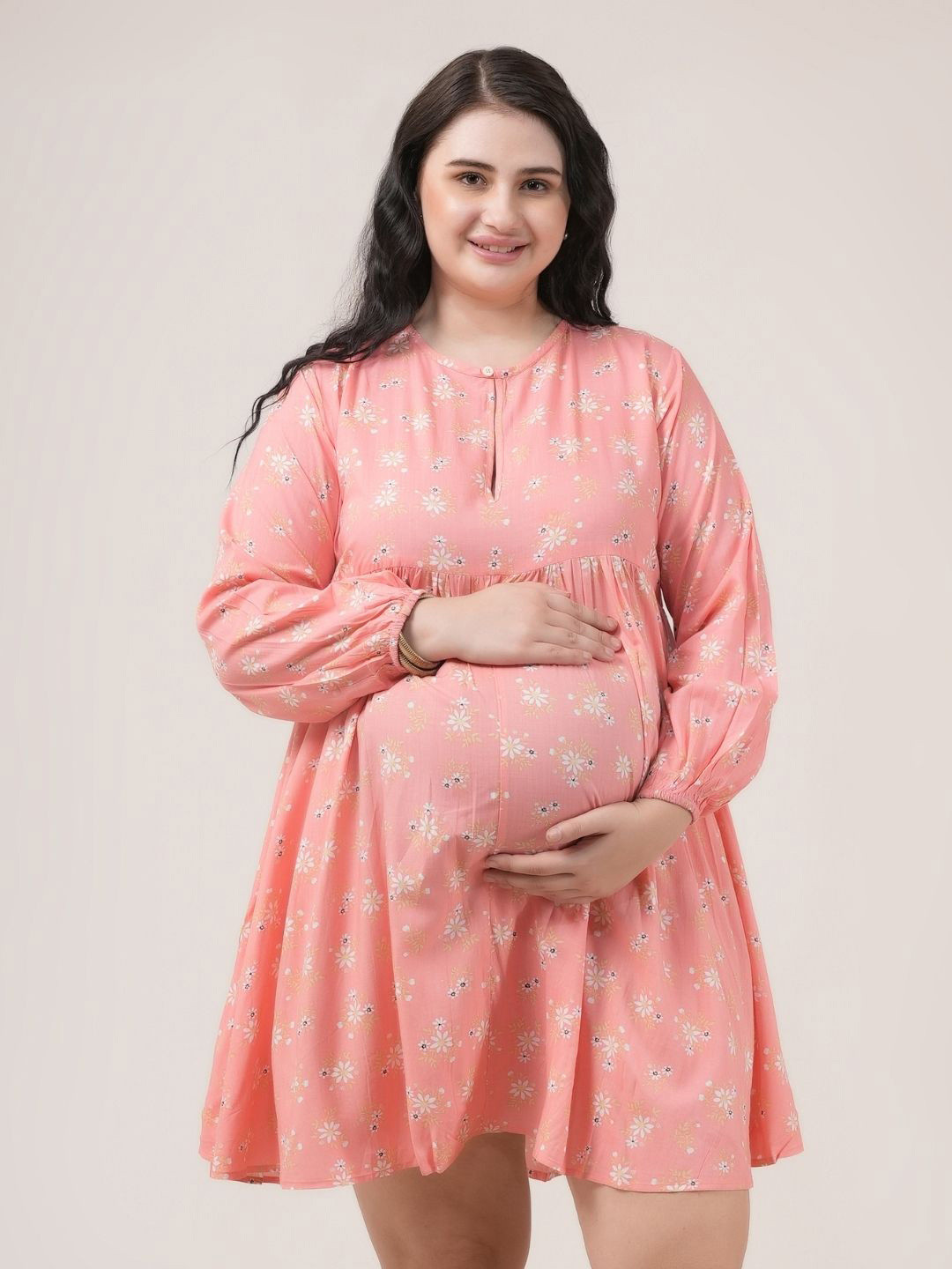 MAMMA PRESTO Women Printed Round Neck Nightdress